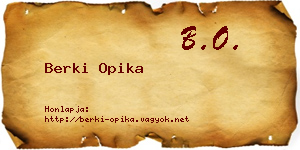 Berki Opika névjegykártya